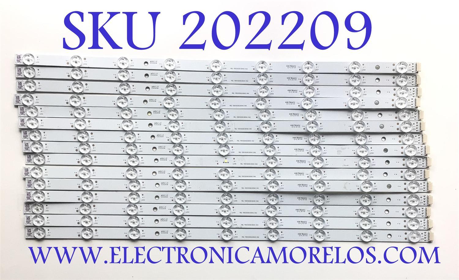 KIT DE LED'S PARA TV SONY (INCOMPLETO SOLO 15 PIEZAS) / NUMERO DE PARTE LB5500T V0_05 / MBL-55030D818SN0 / MBL-55030D818SN0/SN1 / 5500T00002 / PANEL YDAF055DNU01 / MODELO XBR-55X950H / XBR55X950H